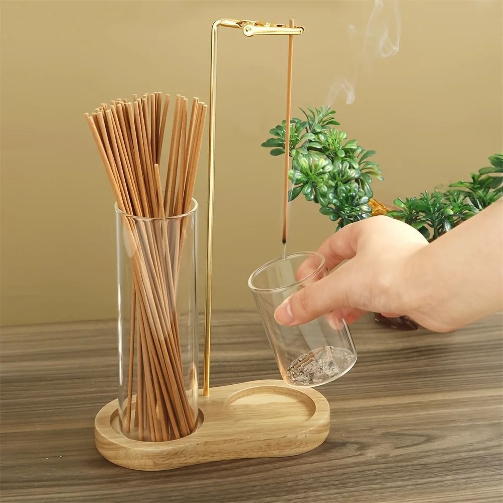 Elegant 2in1 Glass Incense Candle Sanctuary AntiFly Ash Modern Burner With Storage 1