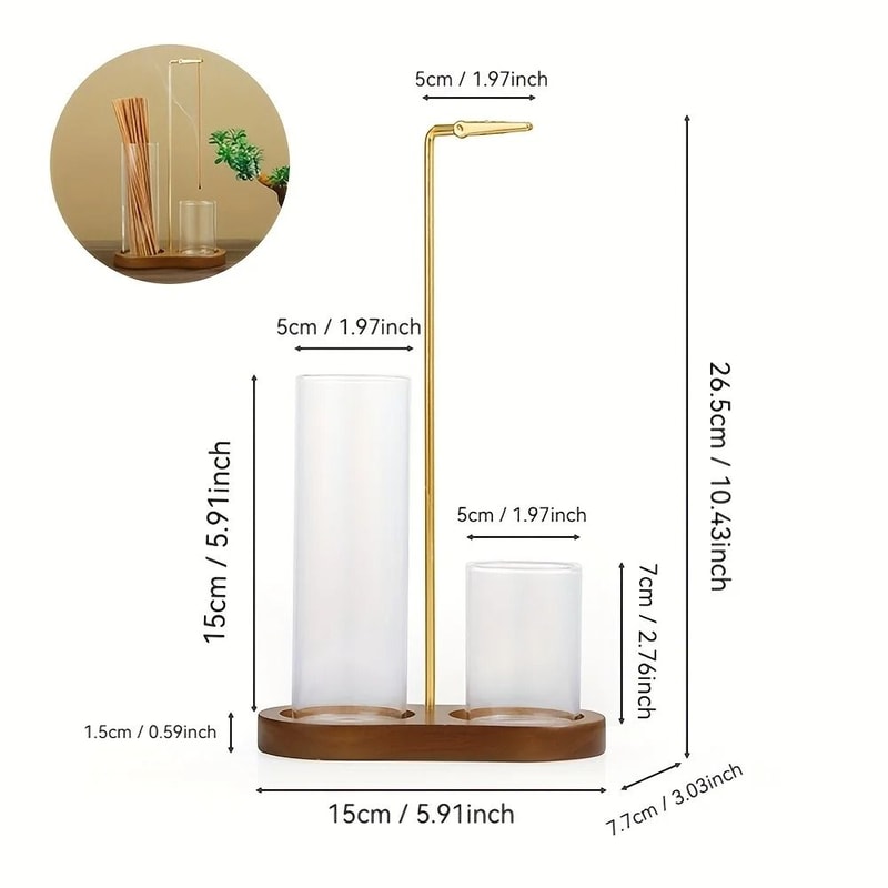 Elegant 2in1 Glass Incense Candle Sanctuary AntiFly Ash Modern Burner With Storage 4