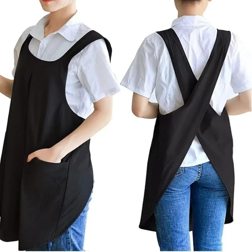 Vintage Apron With Pockets Comfortable NoTie Design 0