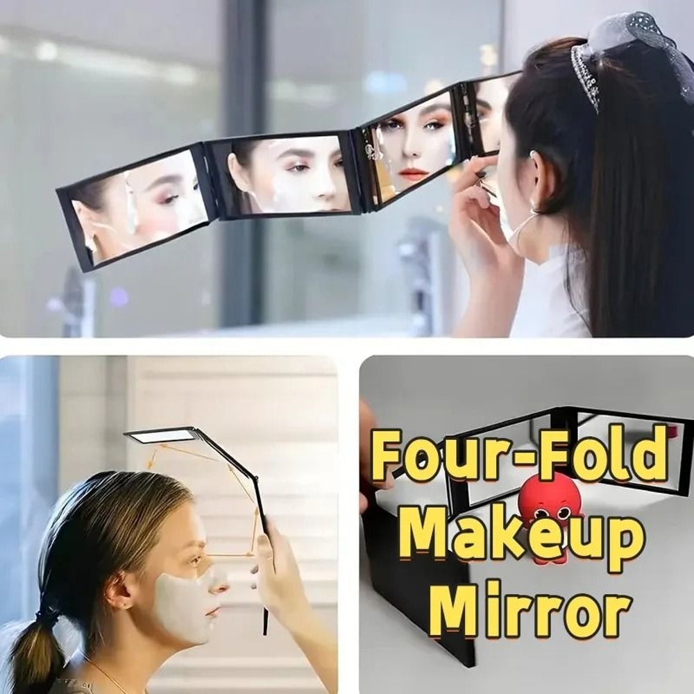 360 Panoramic Folding Mirror 4Sided Portable Handheld For Haircutting Styling 0