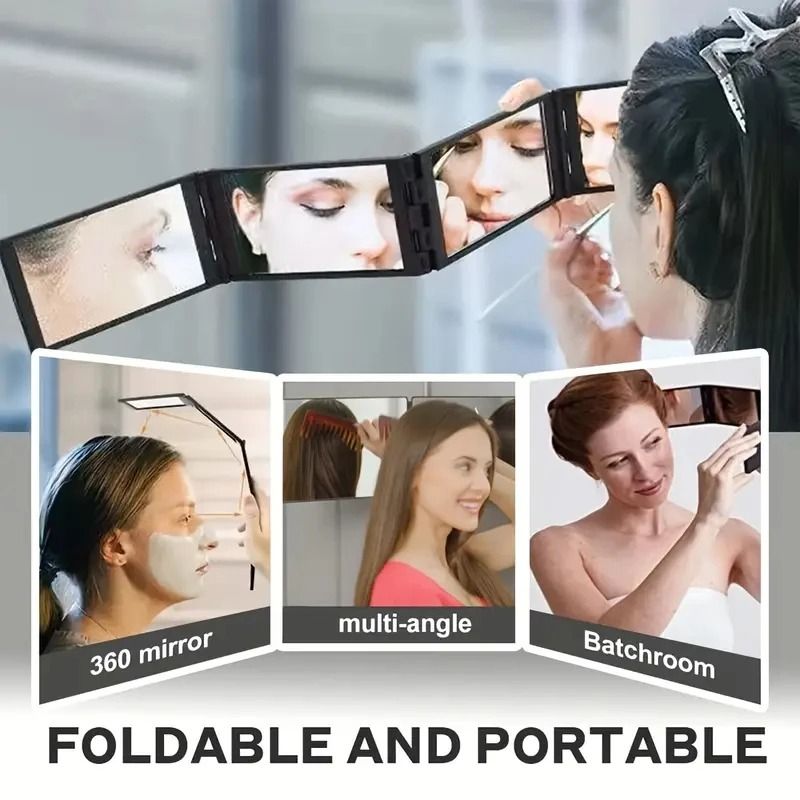 360 Panoramic Folding Mirror 4Sided Portable Handheld For Haircutting Styling 2