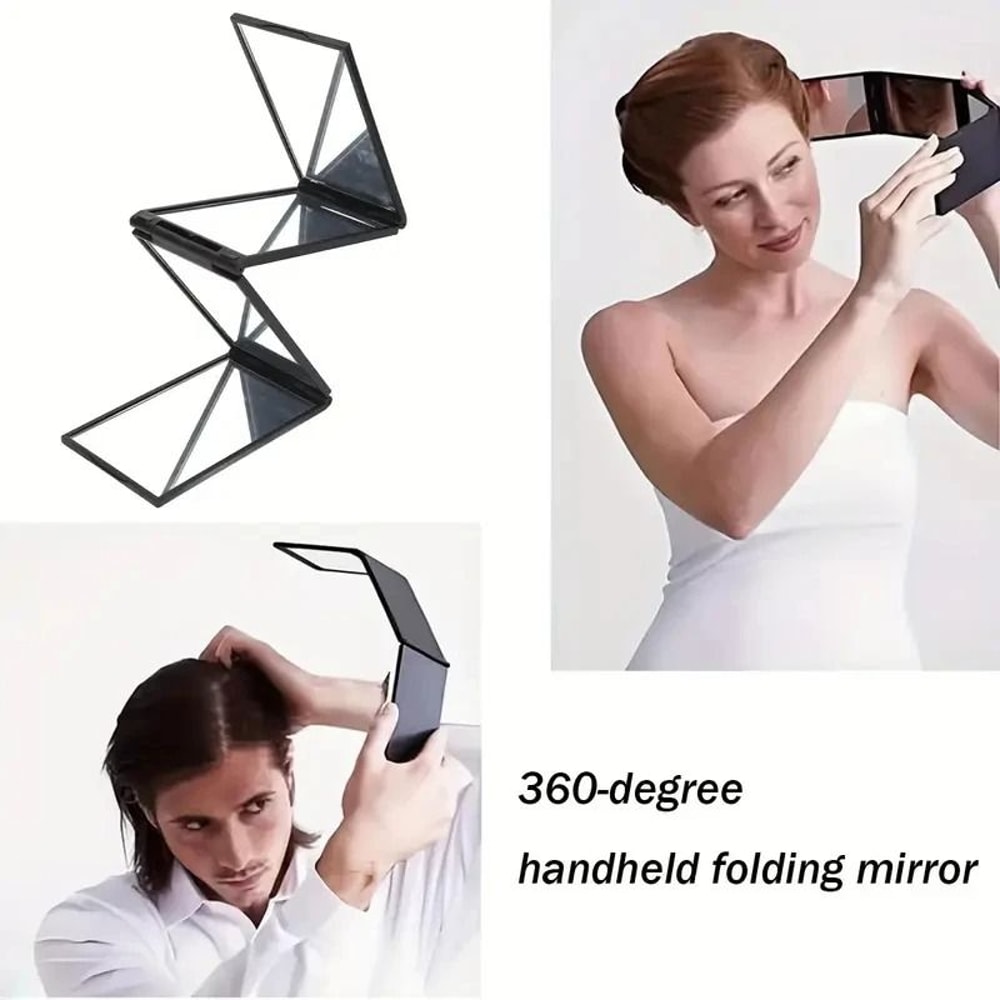 360 Panoramic Folding Mirror 4Sided Portable Handheld For Haircutting Styling 5