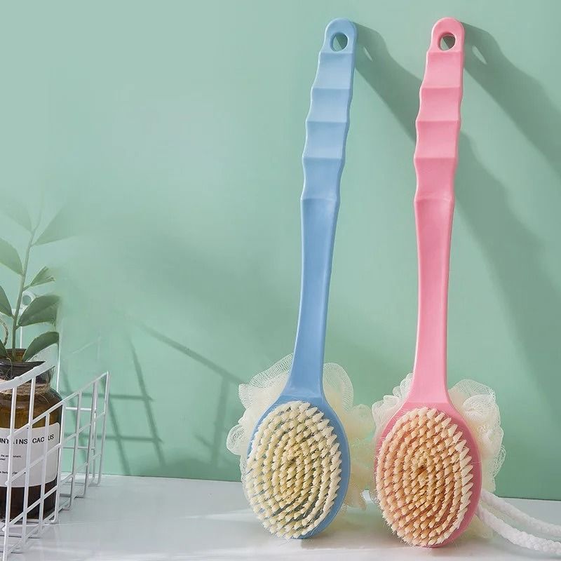 DualPurpose LongHandled Bath Brush With Soft Bristles Integrated Bath Flower 1