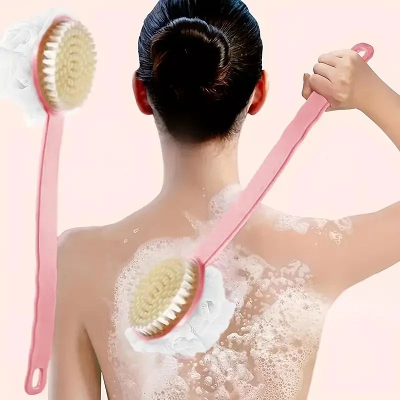 DualPurpose LongHandled Bath Brush With Soft Bristles Integrated Bath Flower 3
