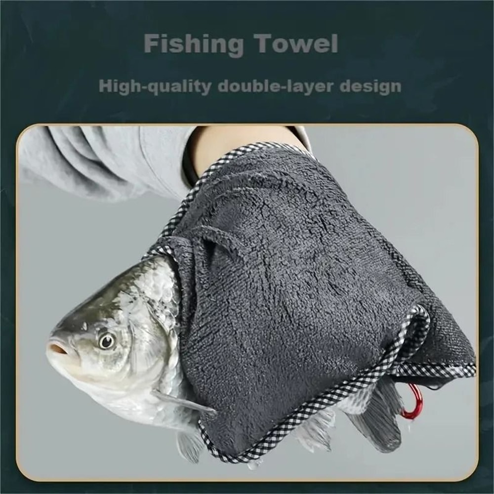Fish Cleaning Towel With Double Layer Thick QuickDry Fabric Carabiner 5