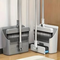 3-in-1 folding broom and dustpan set for multi-surface cleaning