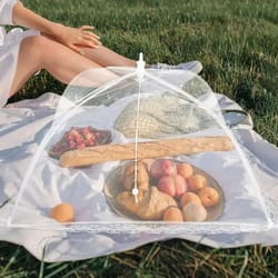 foldable white mesh food tent for outdoor picnics & parties