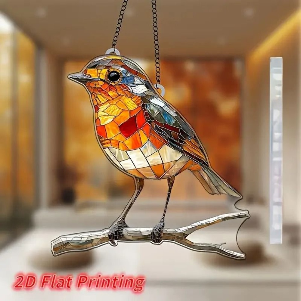 2D Flat Acrylic Robin Sun Catcher 8x8 In For Kitchen Garden Wall Decor 1