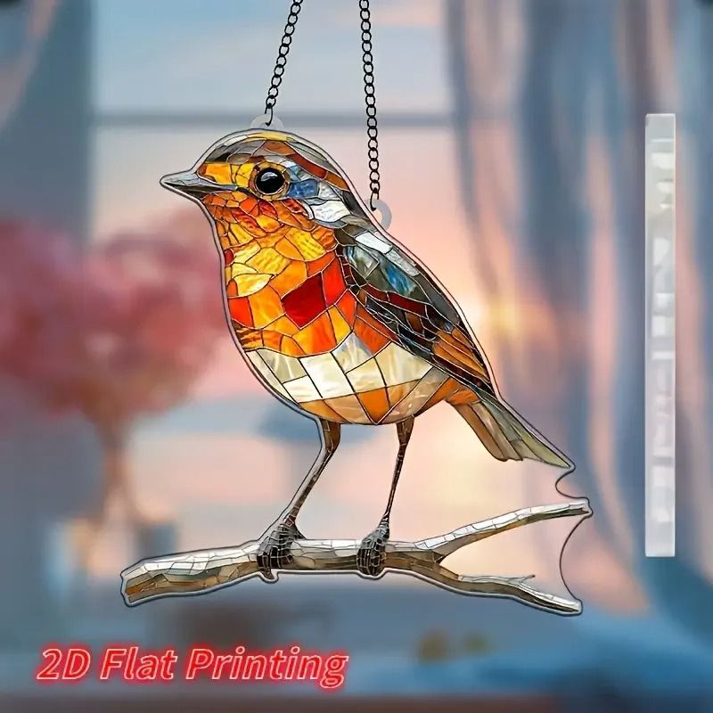 2D Flat Acrylic Robin Sun Catcher 8x8 In For Kitchen Garden Wall Decor 3