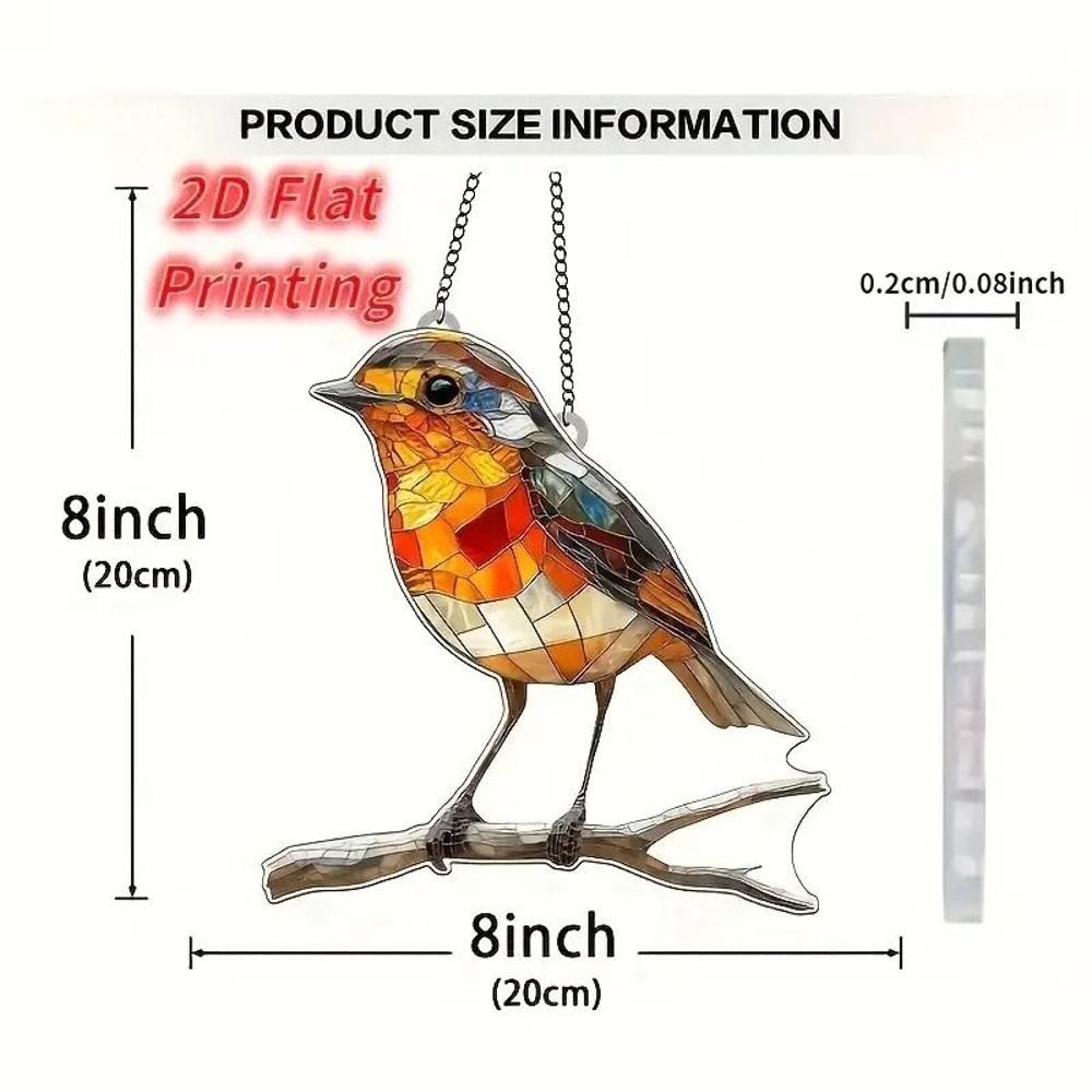 2D Flat Acrylic Robin Sun Catcher 8x8 In For Kitchen Garden Wall Decor 5