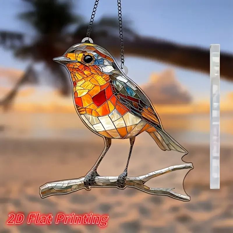 2D Flat Acrylic Robin Sun Catcher 8x8 In For Kitchen Garden Wall Decor 6
