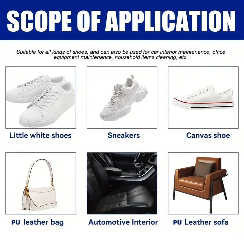 White Shoe Cleaner Paste MultiPurpose Whitening Stain Remover For Faux Leather 6