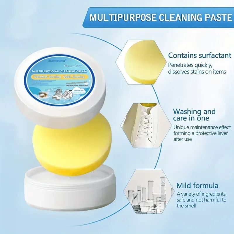 White Shoe Cleaner Paste MultiPurpose Whitening Stain Remover For Faux Leather 7