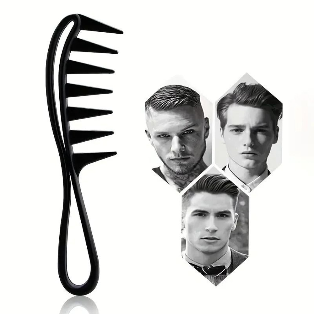 Hairdressing Comb For Men Black WideTooth Massage Comb For Styling 4