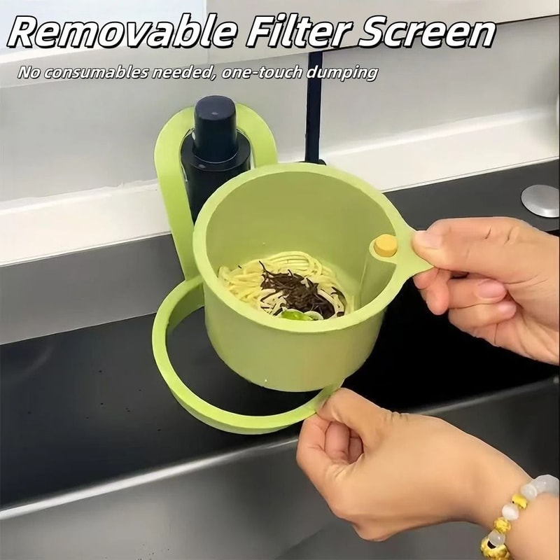 OneTouch Press Drain Basket Removable Sink Strainer Kitchen Storage Holder 6