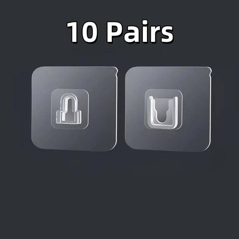 10 Pairs Strong Adhesive Hooks NoDrill Interlocking Wall Mounts For Home Organization 5