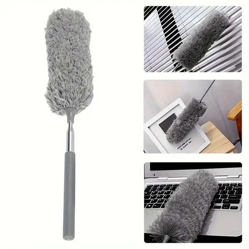 Extendable Microfiber Duster Pole Bendable Stainless Steel Brush For HighReach Cleaning 6