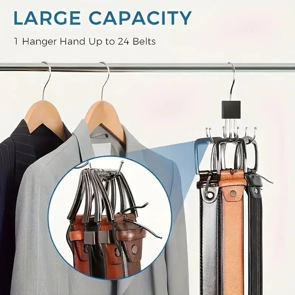 Rotating Wood Multipurpose Hanger SpaceSaving Organizer For Belts Ties Accessories 1