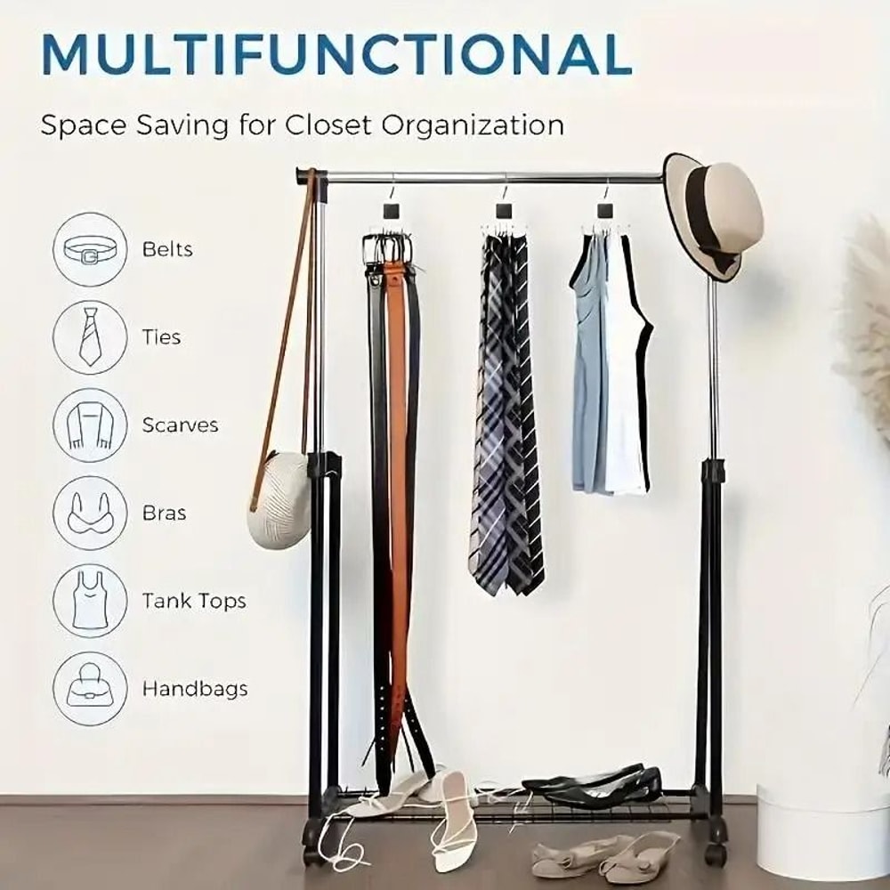 Rotating Wood Multipurpose Hanger SpaceSaving Organizer For Belts Ties Accessories 4