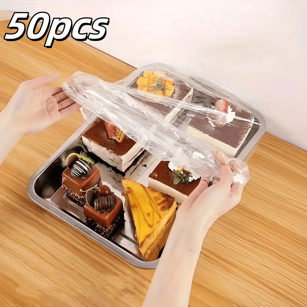 50pcs Reusable PE Elastic Food Covers Stretchable Plastic Lids For Freshness 5