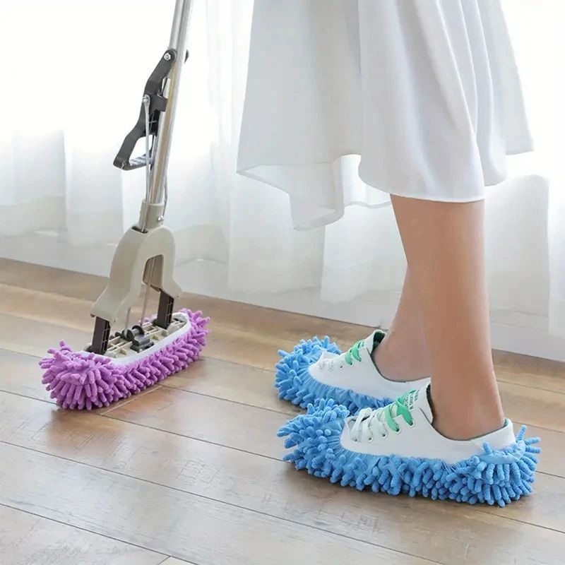 FloorMopping Shoe Covers 2pcs Lazy Cleaning Slippers Mop Head Refills 3