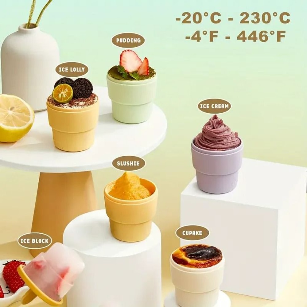 Silicone Ice Cream Cups BPAFree Freezer Oven Safe 4