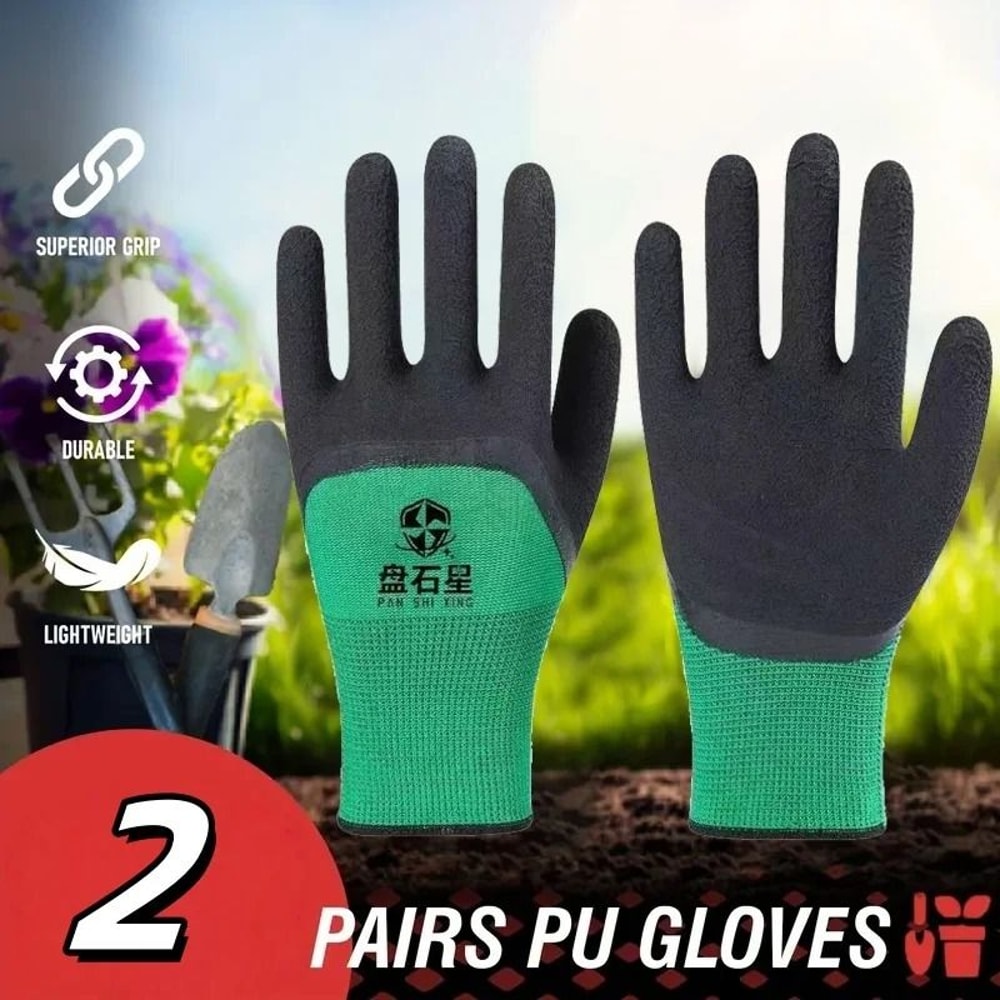 2 Pairs MultiPurpose Utility Gloves NonSlip Ergonomic Design For Work Play 0