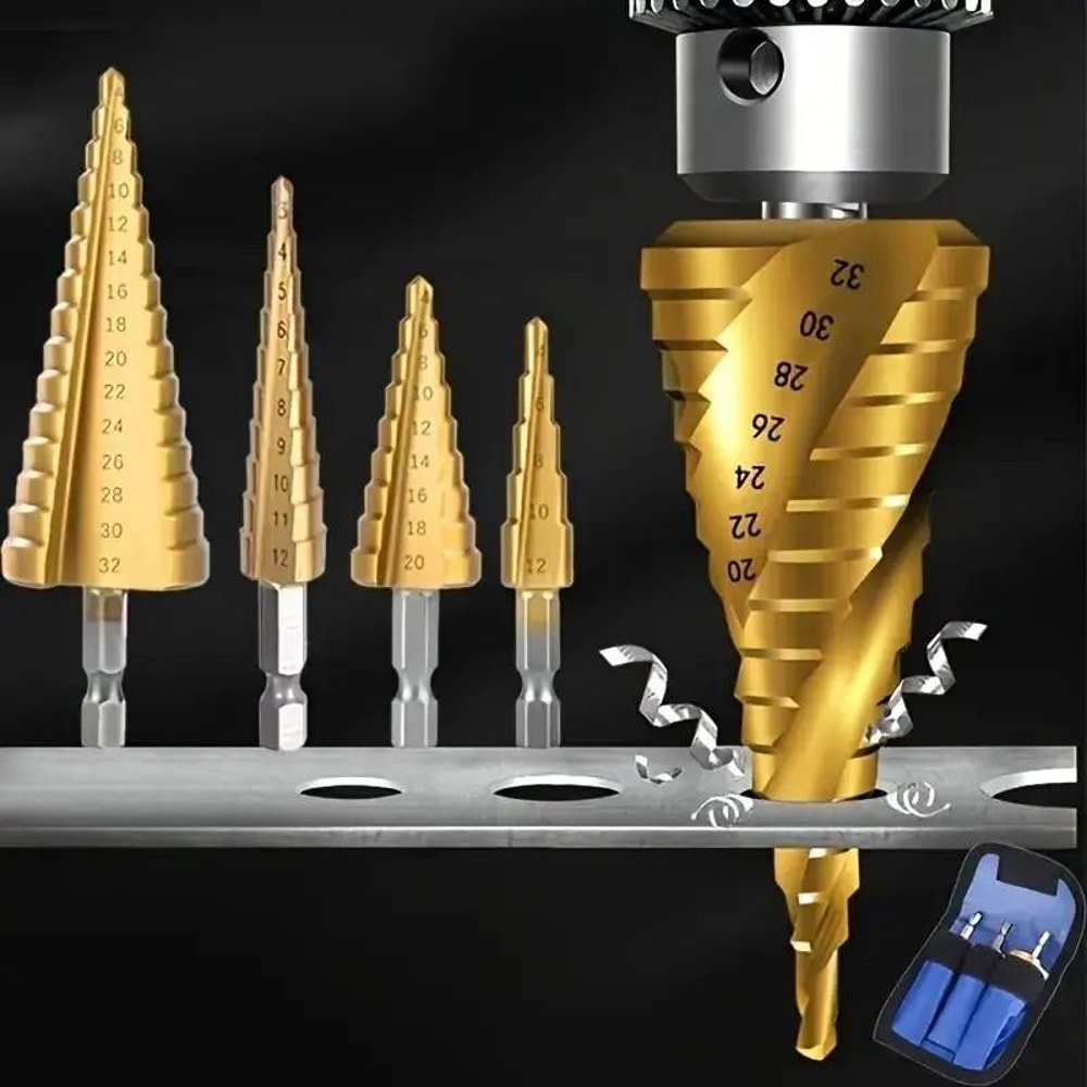 Step Drill Kit HighSpeed MultiSize Drilling For Wood Metal 0