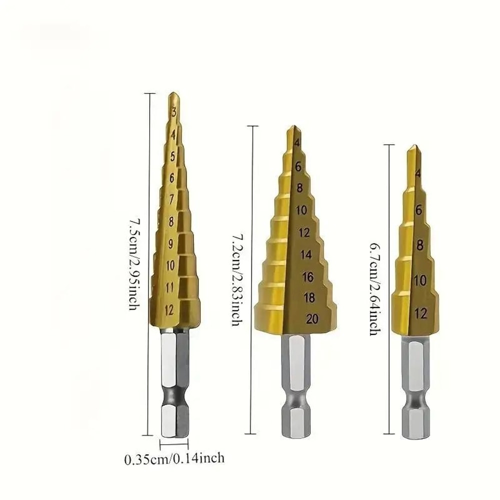 Step Drill Kit HighSpeed MultiSize Drilling For Wood Metal 1