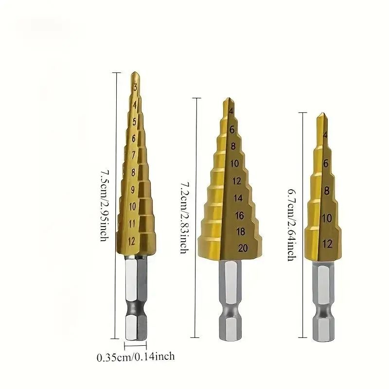 Step Drill Kit HighSpeed MultiSize Drilling For Wood Metal 1