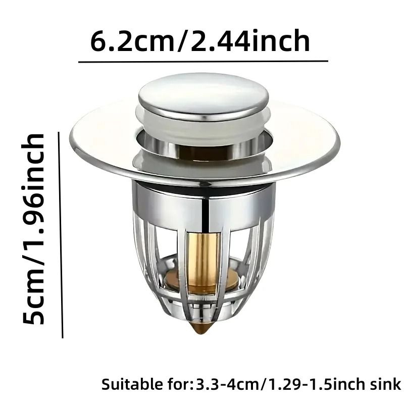 Durable Brass Core Push Sink Drain Universal AntiClog Pest Protection 3