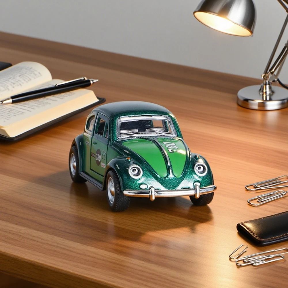 Green Beetle Alloy Model Car PullBack Classic Collectors Toy 3