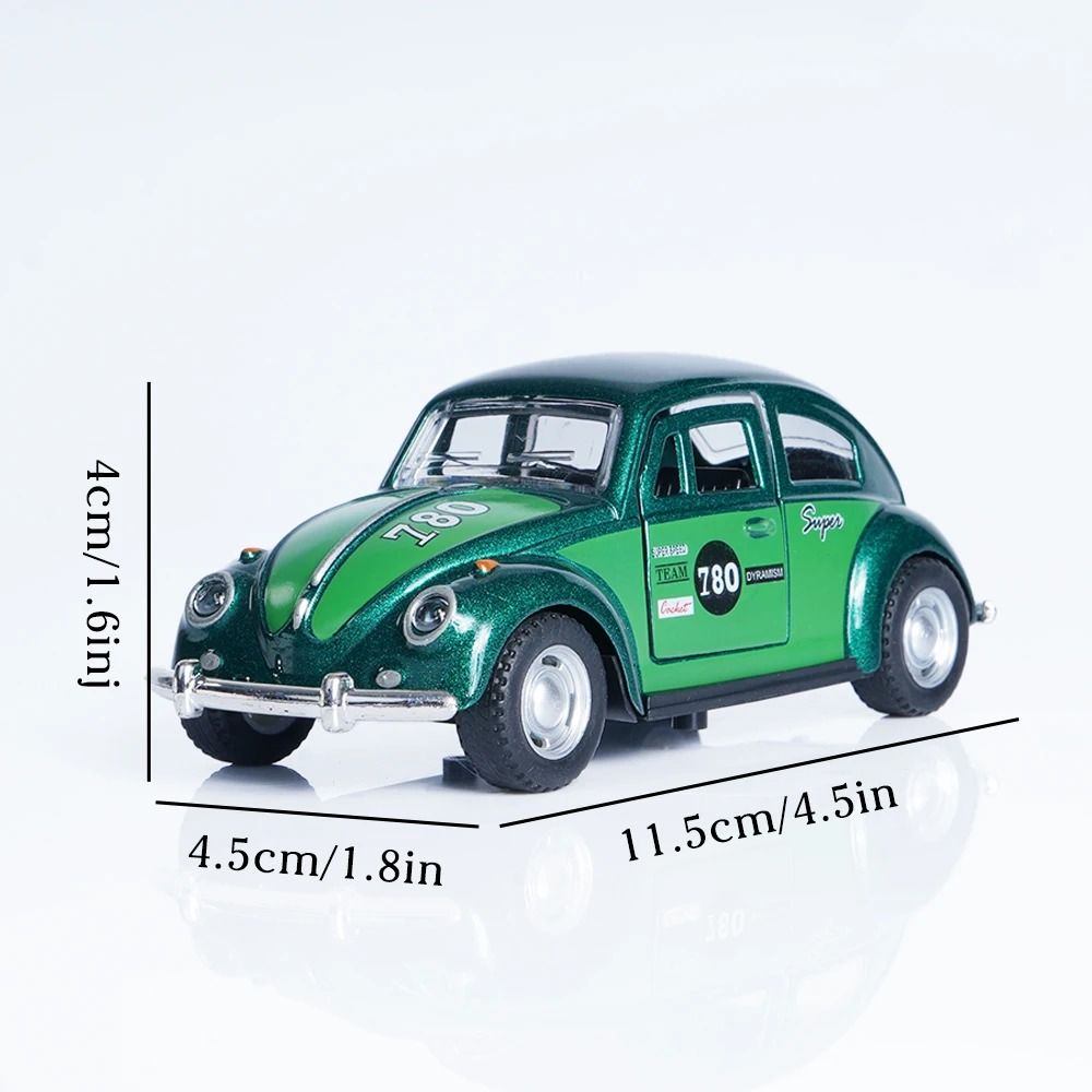 Green Beetle Alloy Model Car PullBack Classic Collectors Toy 5