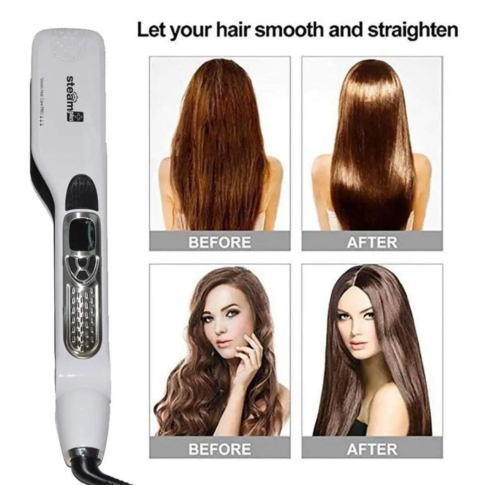 Steam Hair Straightener Ceramic Tourmaline Vapor Flat Iron 1