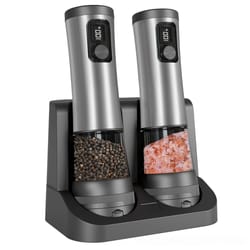 rechargeable electric salt & pepper grinder set – dual charging base & led display
