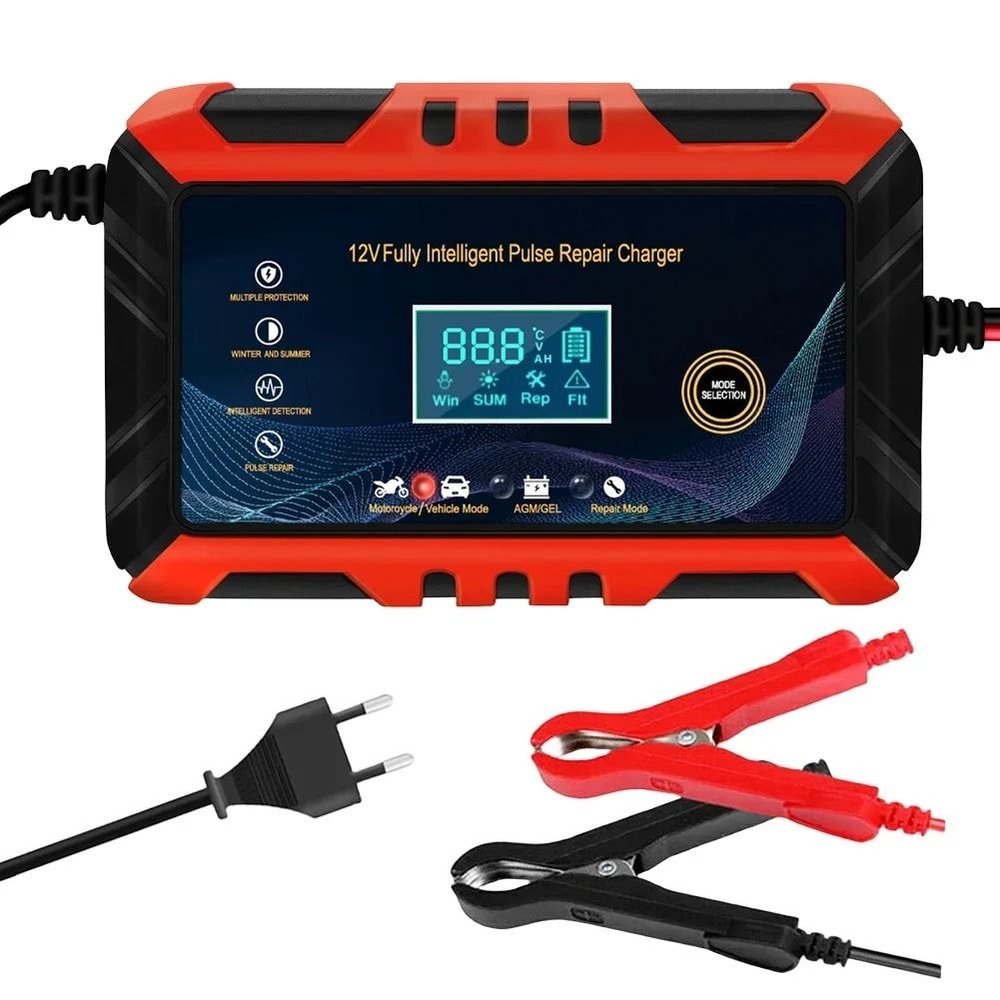 12V 6A Intelligent Pulse Repair Battery Charger Smart Automatic Power For Auto Motorcycle 7