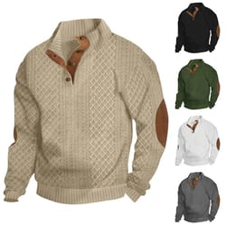 autumn & winter mens jacquard knitted pullover – casual stand-up collar sweater