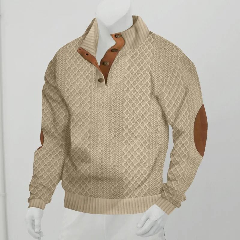 Autumn Winter Mens Jacquard Knitted Pullover Casual StandUp Collar Sweater 9