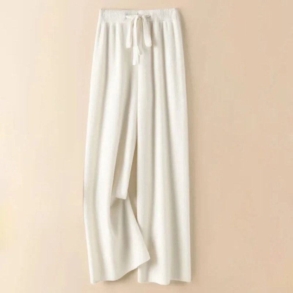 Thick Warm Knitted Casual Pants Chic Elastic High Waist Straight Trousers 6