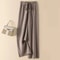 Thick Warm Knitted Casual Pants Chic Elastic High Waist Straight Trousers 0