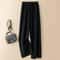 Thick Warm Knitted Casual Pants Chic Elastic High Waist Straight Trousers 1