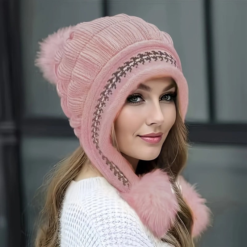 Soft Winter Warm Fur Hat FleeceLined Earflap Beanie For Women 9