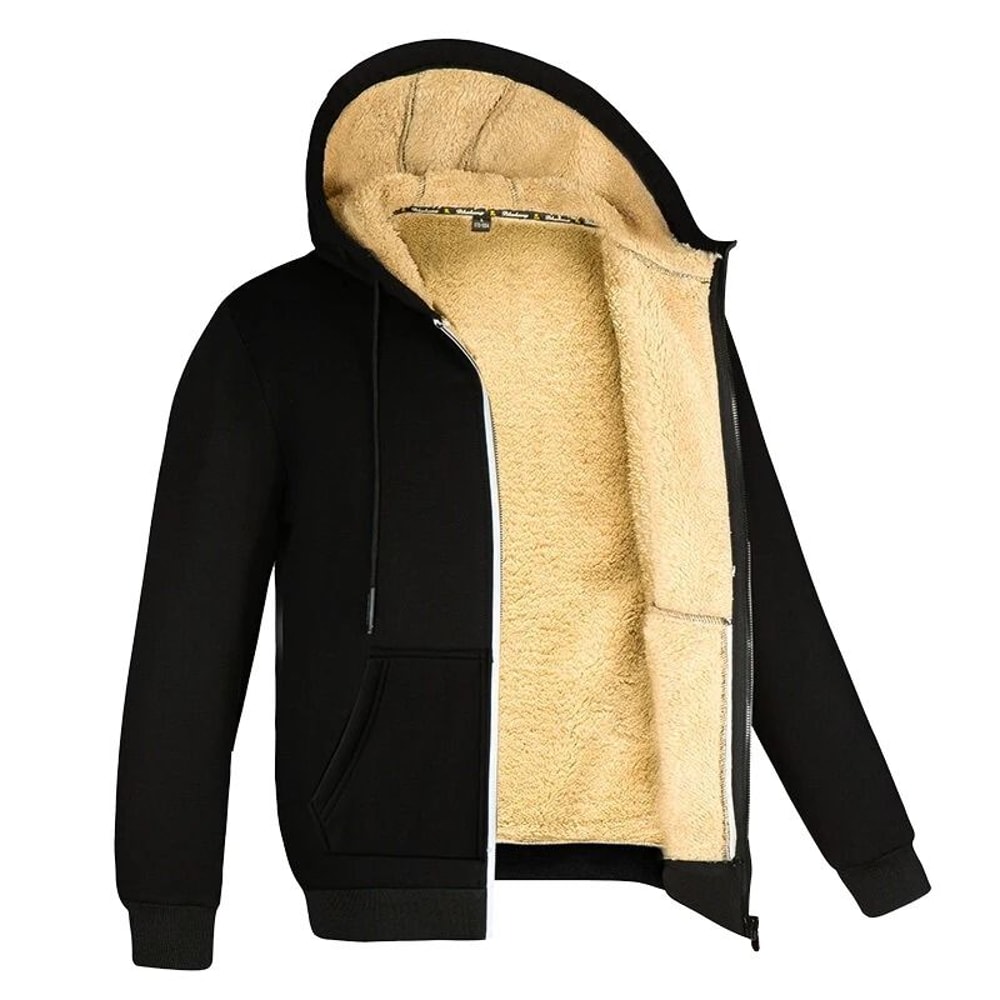 Winter Lambswool Thermal Coat Thickened Hooded Fleece Jacket For Men Women 0