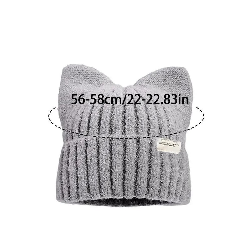 Cute Cat Ears Beanie Autumn Winter Warm Knitted Pullover Hat 5