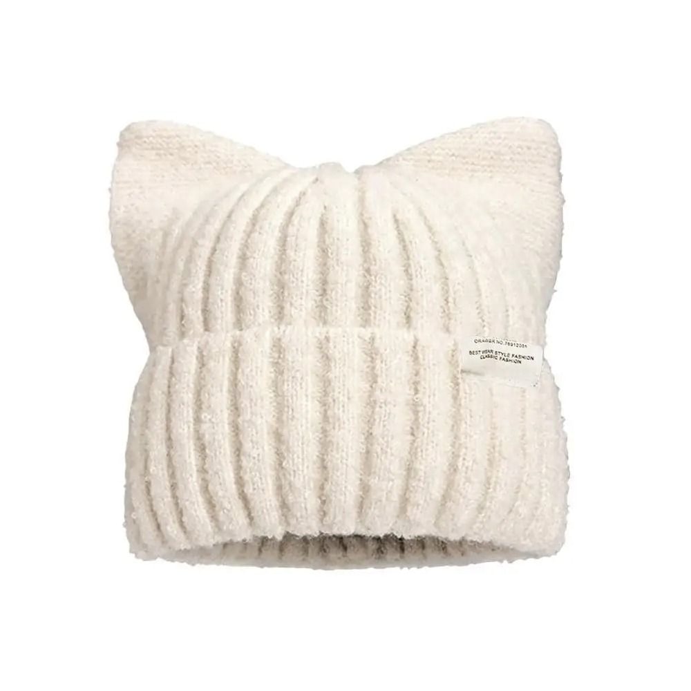 Cute Cat Ears Beanie Autumn Winter Warm Knitted Pullover Hat 6