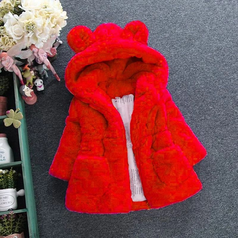 Cozy Petal Faux Fur Hooded Jacket Plush Winter Parka For Toddlers Girls 3