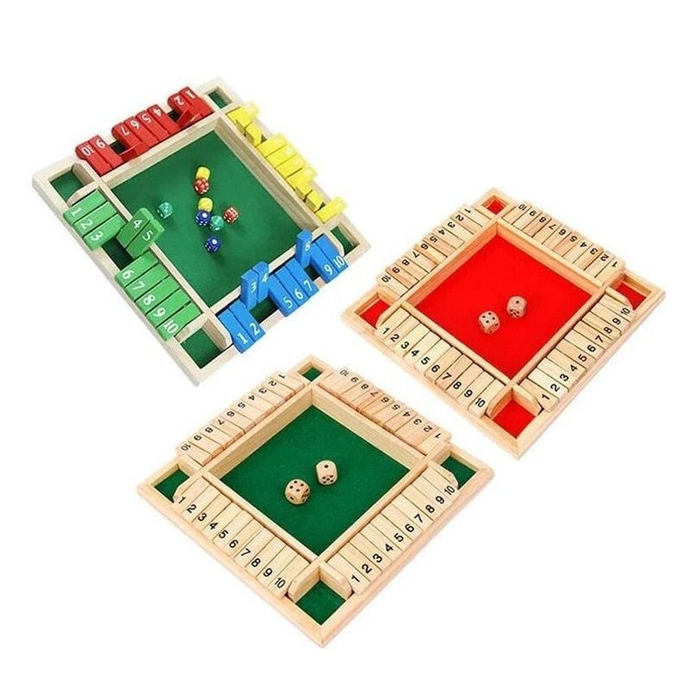 Classic Wooden Shut The Box Dice Game 4Player Strategy Board For Family Social Gatherings 6