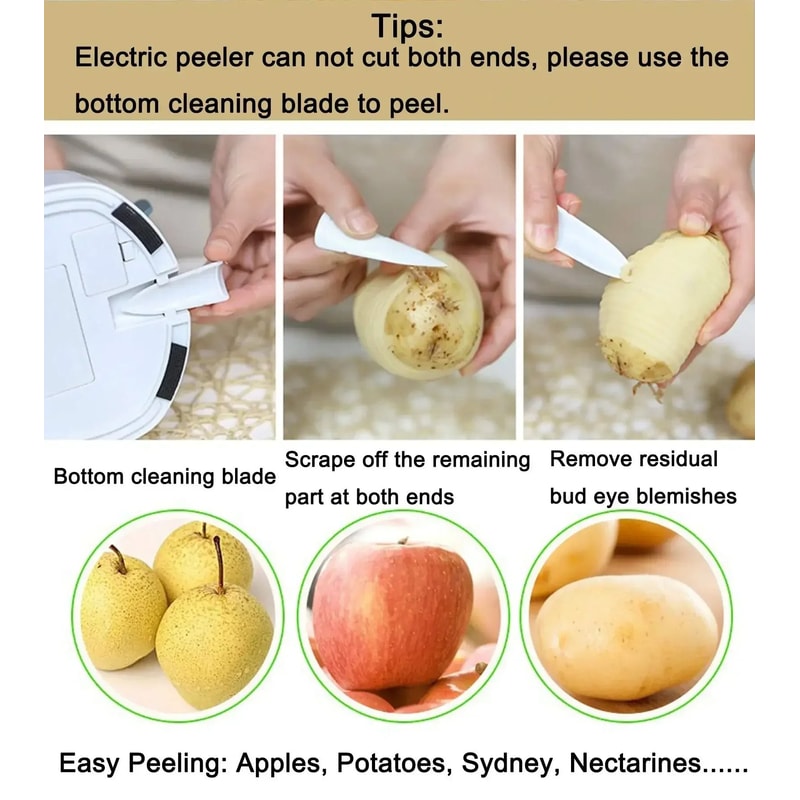 Automatic Electric Peeler MultiFunction Fruit And Vegetable Tool For Potatoes Apples And Citrus 4
