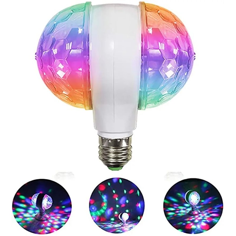 Rotating DualHead Colorful Stage Bulb E27 LED Magic Disco Light For Parties And Holidays 0
