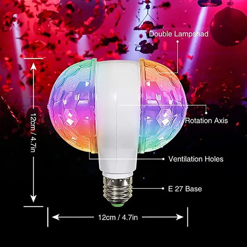 Rotating DualHead Colorful Stage Bulb E27 LED Magic Disco Light For Parties And Holidays 4